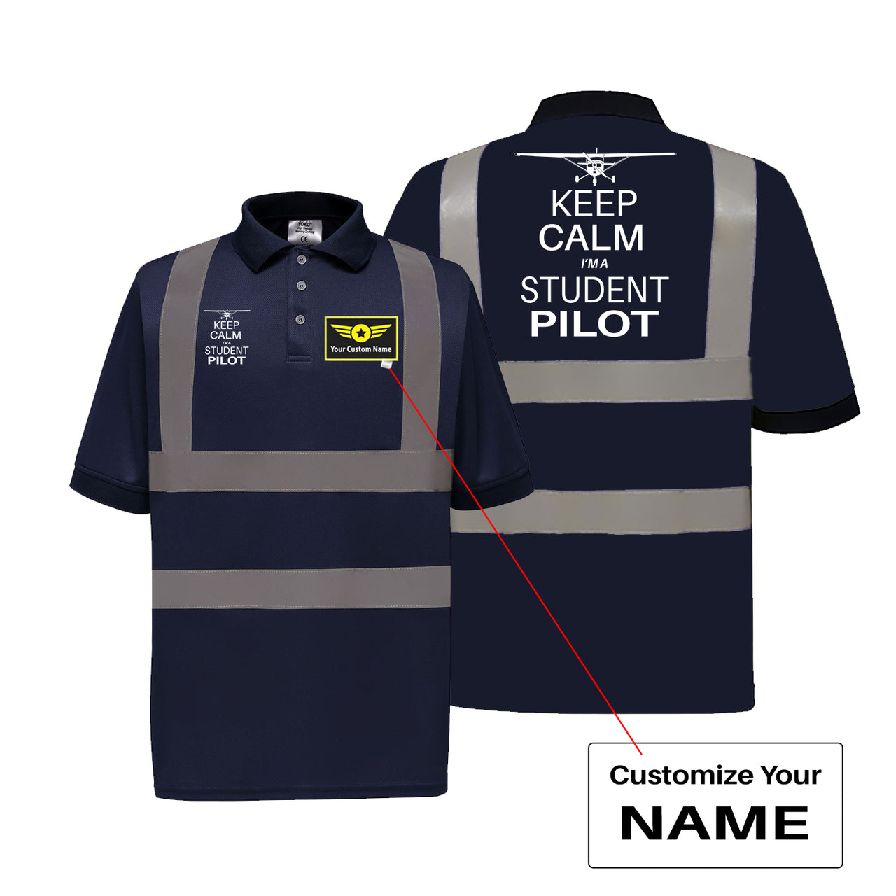 Student Pilot Designed Reflective Polo T-Shirts