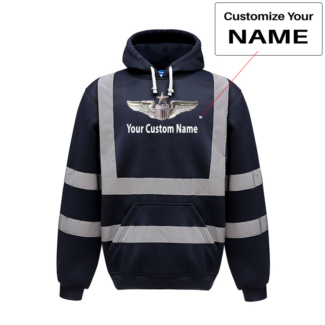 Custom Name (US Air Force & Star) Designed Reflective Hoodies