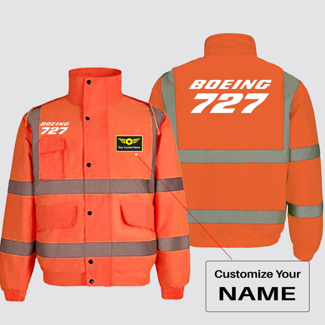 Boeing 727 & Text Designed Reflective Winter Jackets