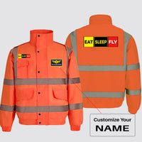 Thumbnail for Eat Sleep Fly (Colourful) Designed Reflective Winter Jackets