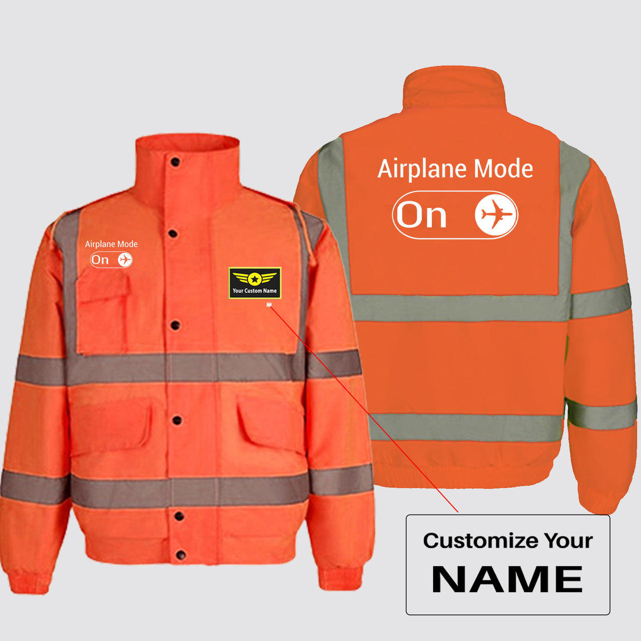 Airplane Mode On Designed Reflective Winter Jackets