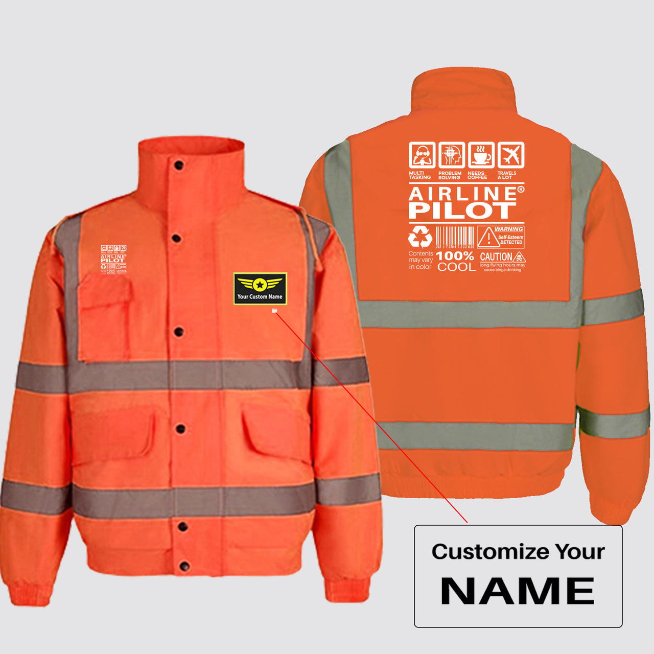 Airline Pilot Label Designed Reflective Winter Jackets