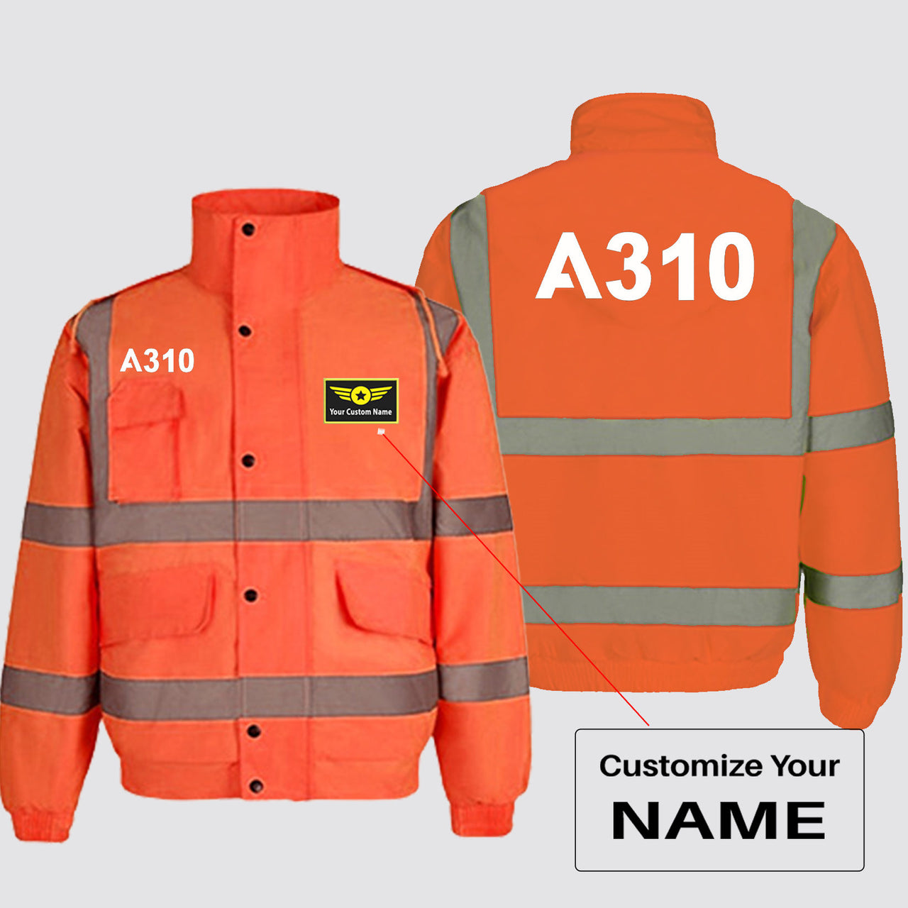 A310 Flat Text Designed Reflective Winter Jackets