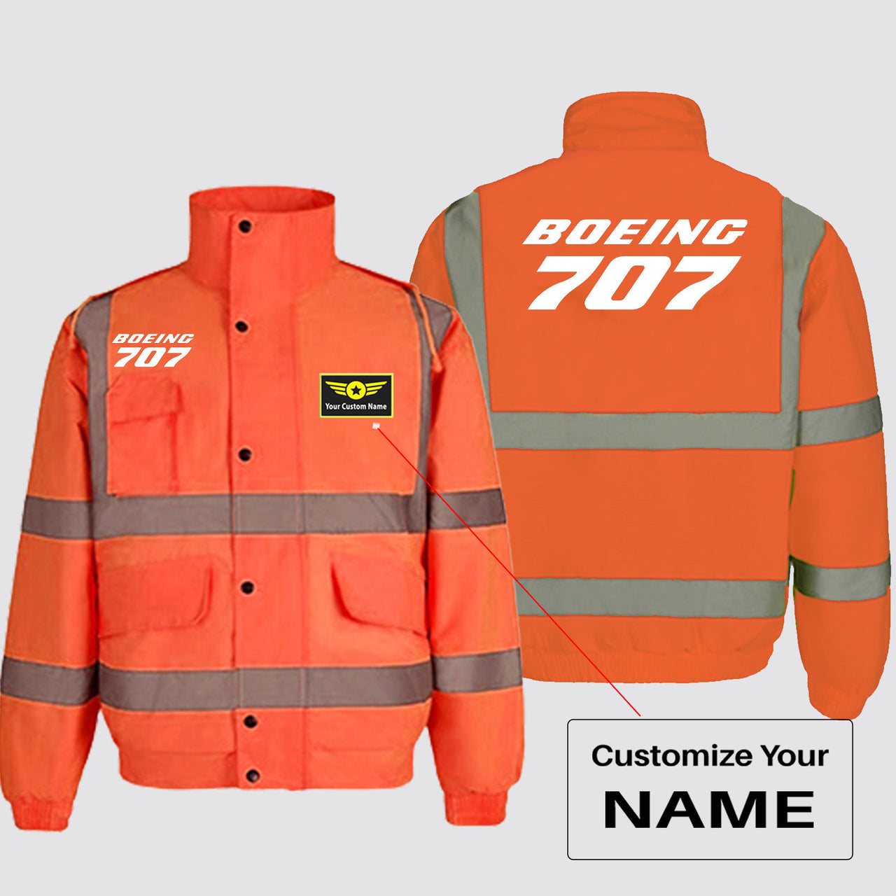 Boeing 707 & Text Designed Reflective Winter Jackets