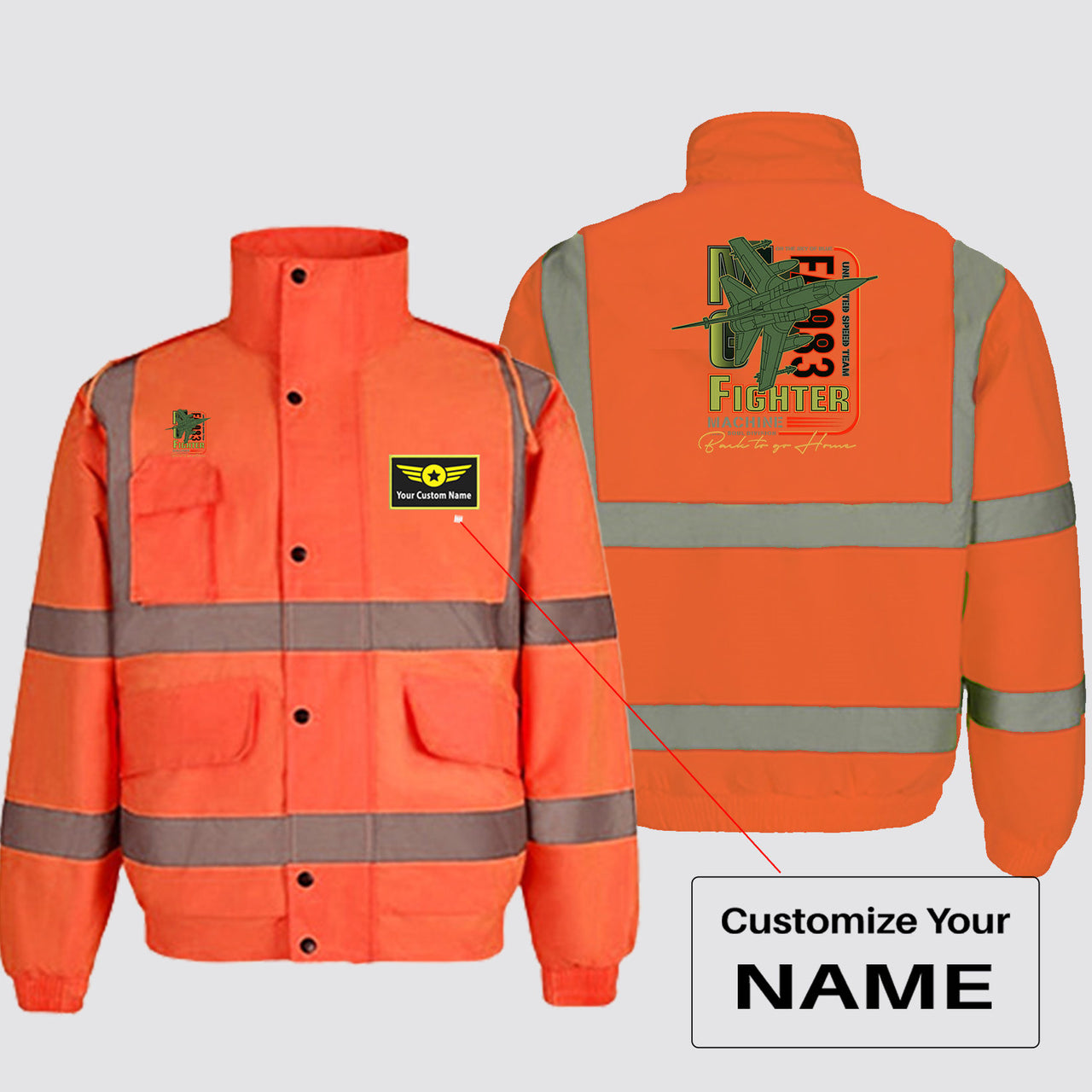 Fighter Machine Designed Reflective Winter Jackets