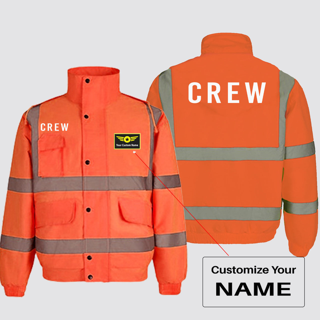 CREW & Text Designed Reflective Winter Jackets