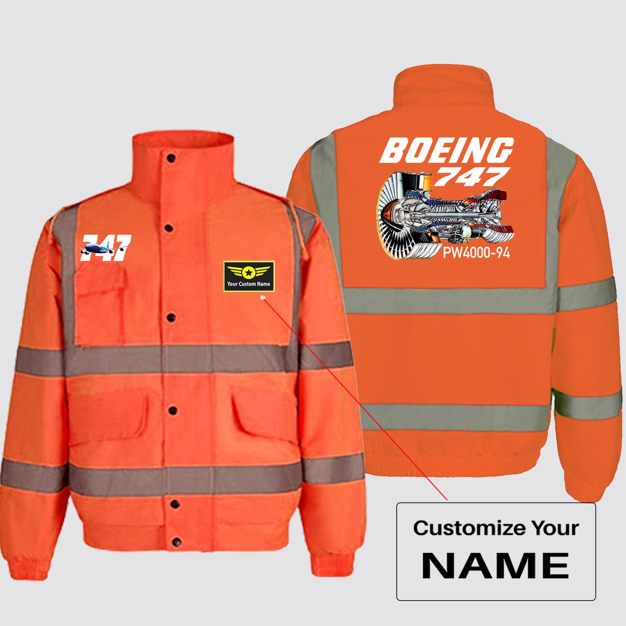 Boeing 747 & PW4000-94 Engine Designed Reflective Winter Jackets