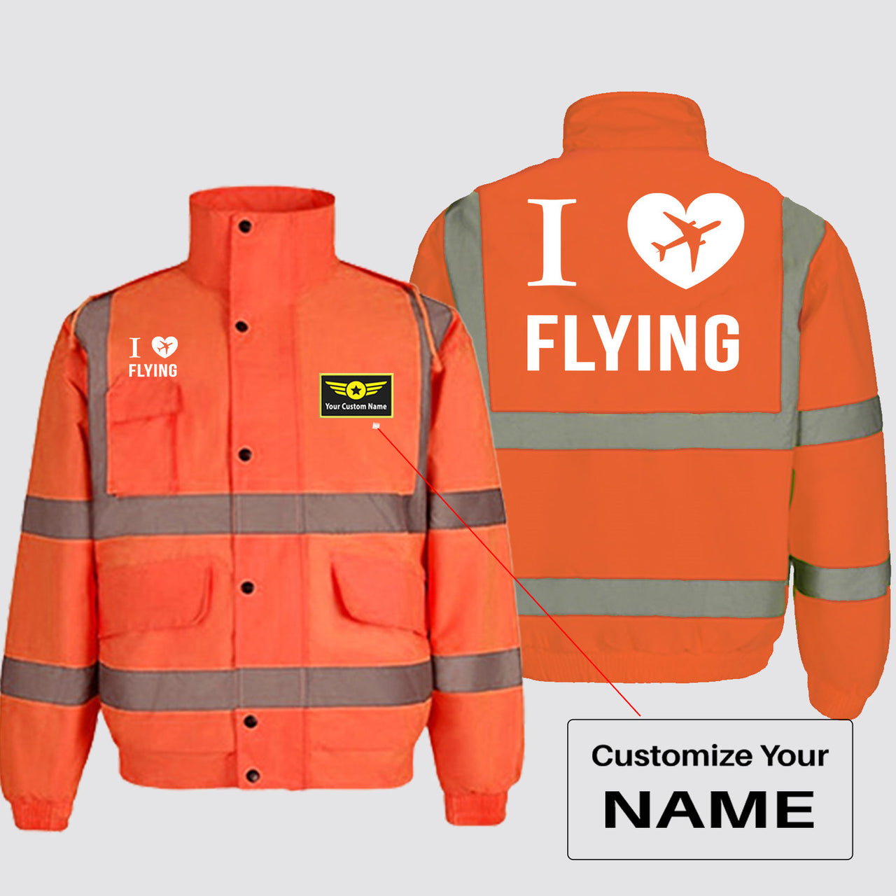 I Love Flying Designed Reflective Winter Jackets