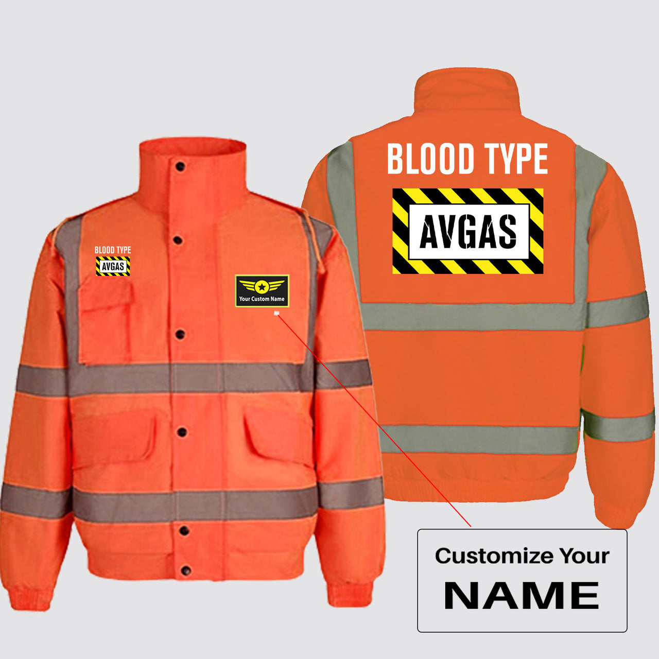 Blood Type AVGAS Designed Reflective Winter Jackets