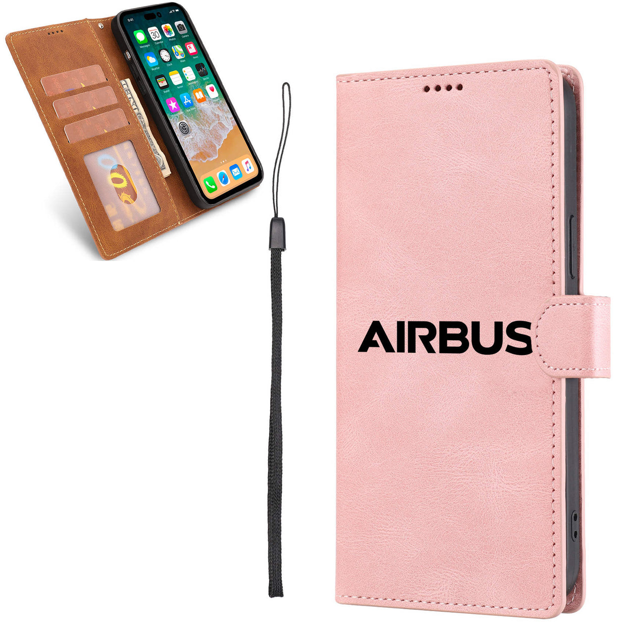 Airbus & Text Designed Leather iPhone Cases