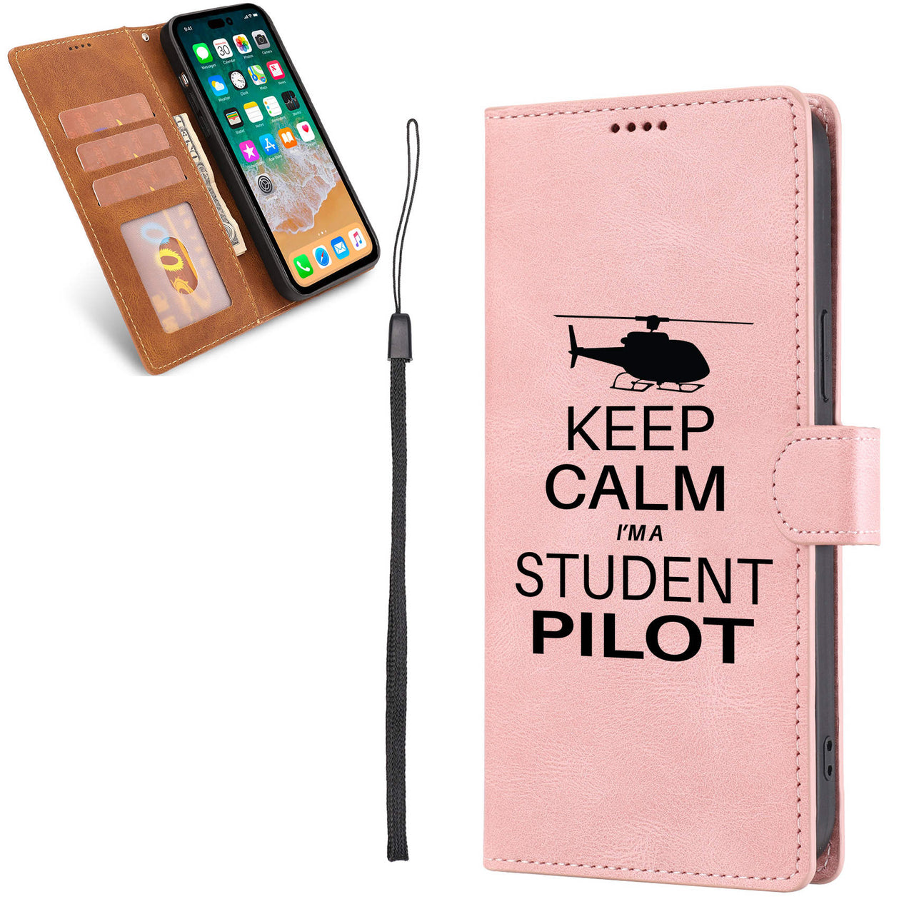 Student Pilot (Helicopter) Designed Leather iPhone Cases