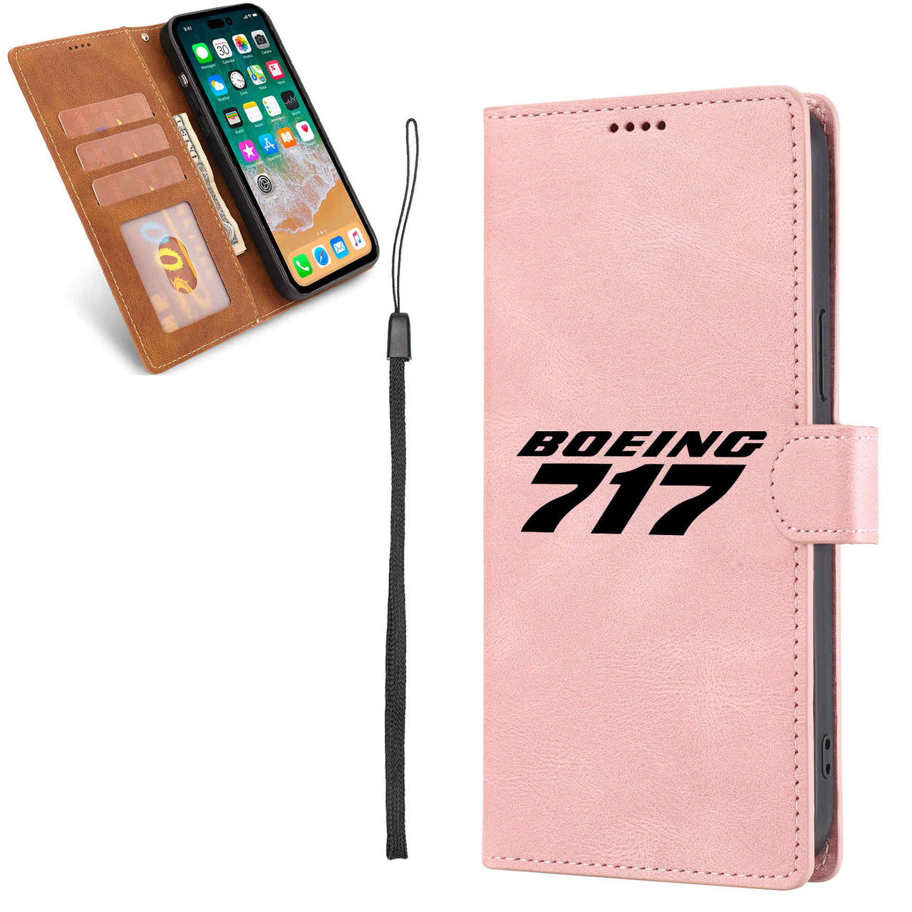 Boeing 717 & Text Designed Leather Samsung S & Note Cases