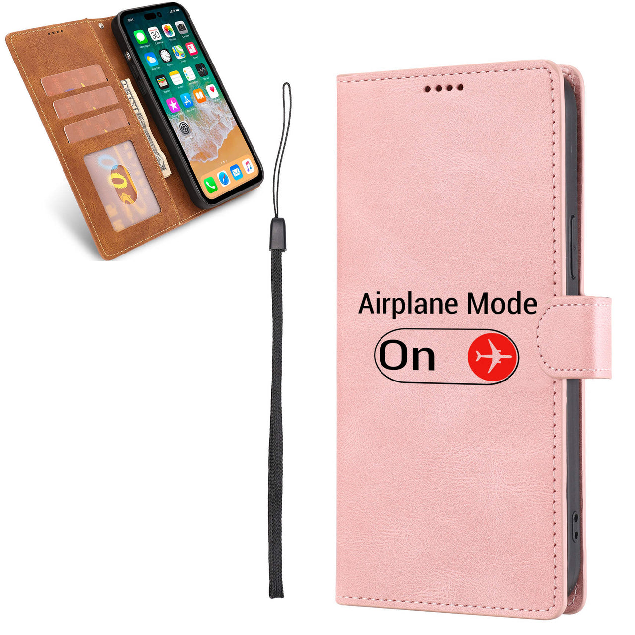 Airplane Mode On Designed Leather iPhone Cases