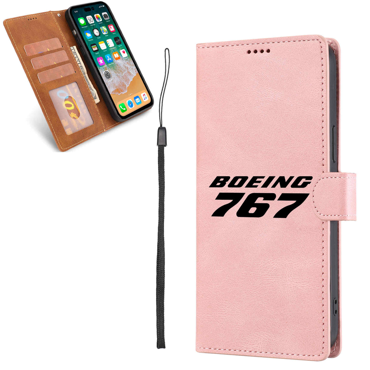 Boeing 767 & Text Designed Leather Samsung S & Note Cases
