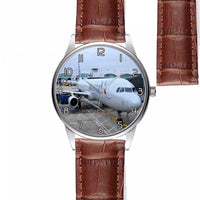 Thumbnail for American Airlines A321 Designed Fashion Leather Strap Watches