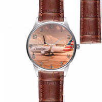 Thumbnail for American Airlines Boeing 767 Designed Fashion Leather Strap Watches