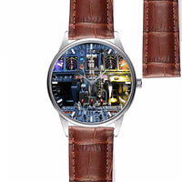 Thumbnail for Boeing 737 Cockpit Designed Fashion Leather Strap Watches