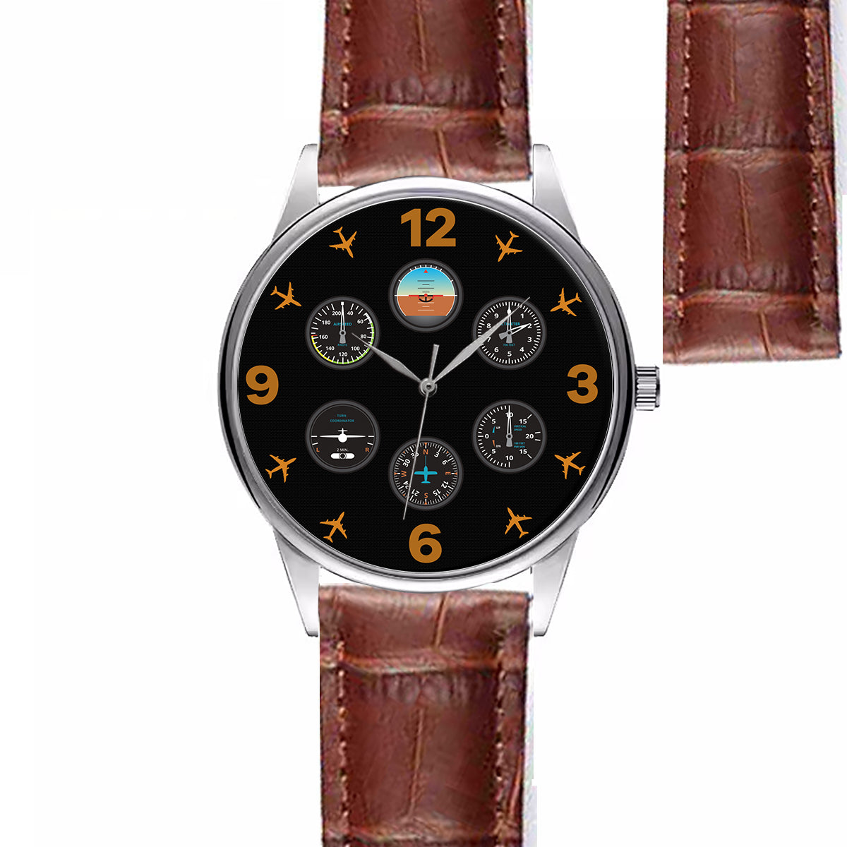 Pilot's Six Pack Designed Fashion Leather Strap Watches