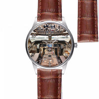 Thumbnail for Boeing 747 Cockpit Designed Fashion Leather Strap Watches