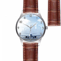 Thumbnail for Boeing 737 & City View Behind Designed Fashion Leather Strap Watches