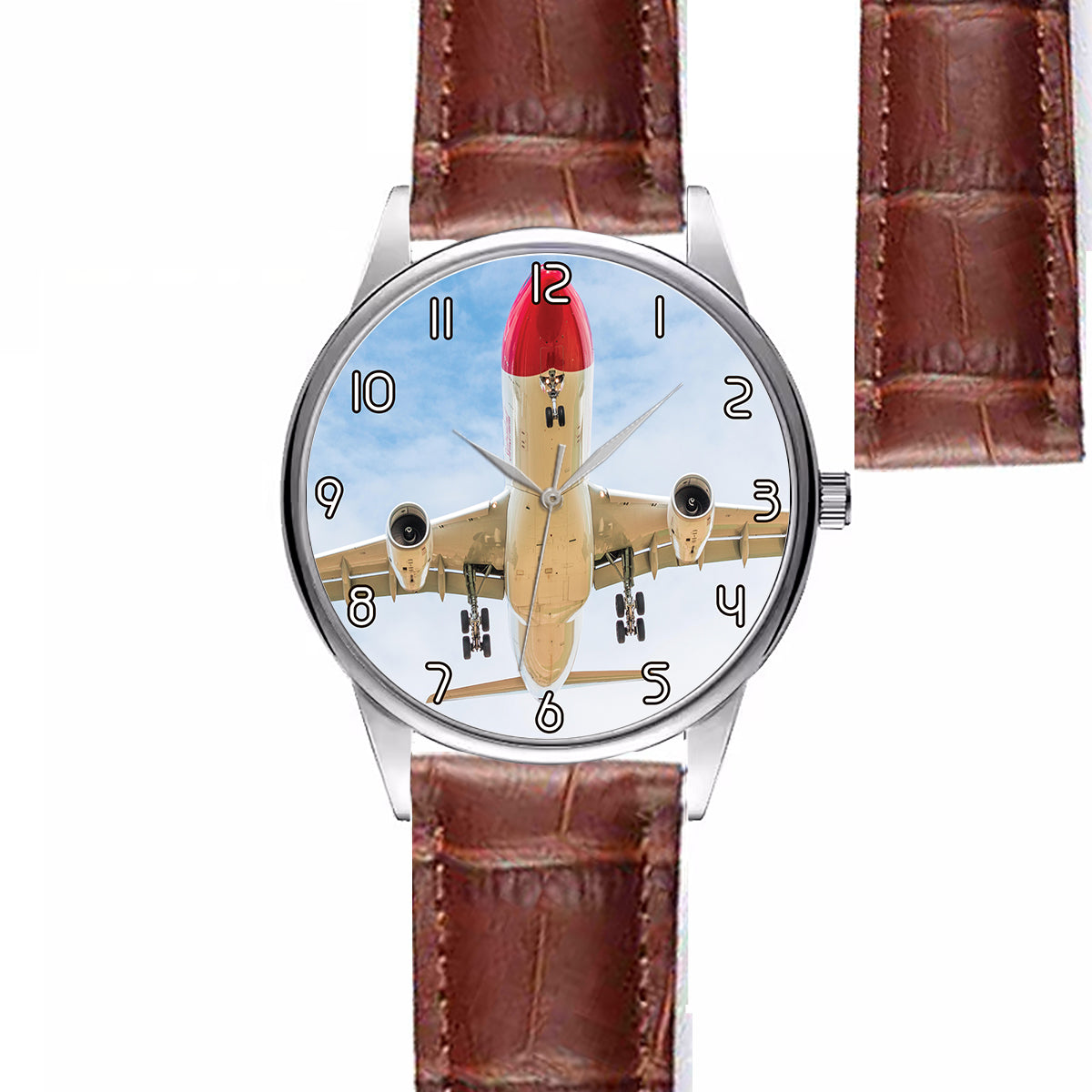 Beautiful Airbus A330 on Approach copy Designed Fashion Leather Strap Watches