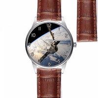 Thumbnail for Airplane Flying over Big Buildings Designed Fashion Leather Strap Watches