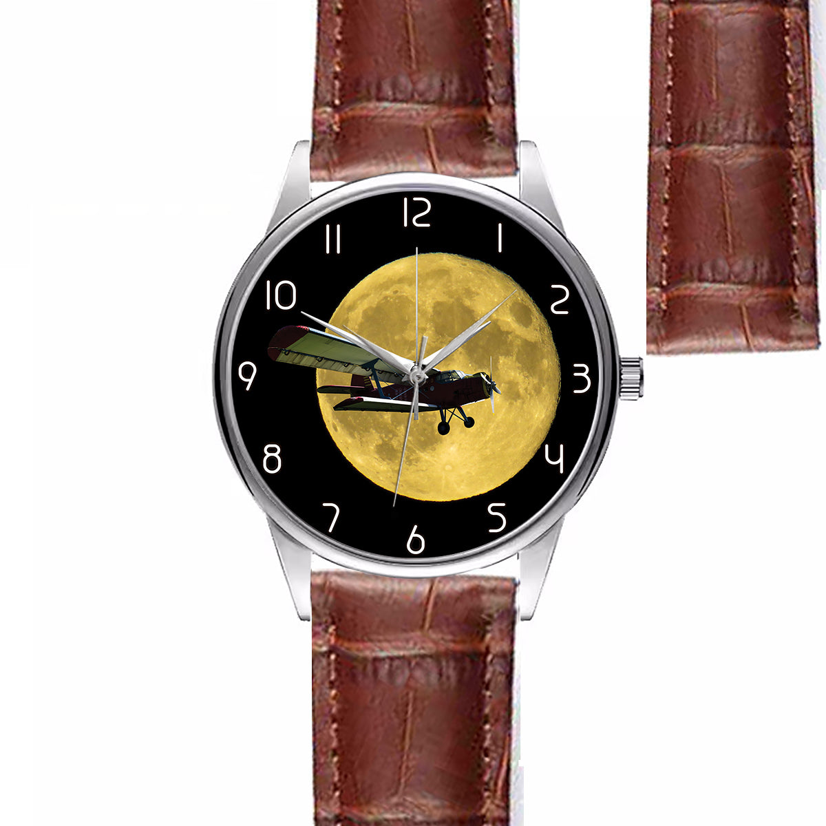 Antonov-2 With Moon Designed Fashion Leather Strap Watches