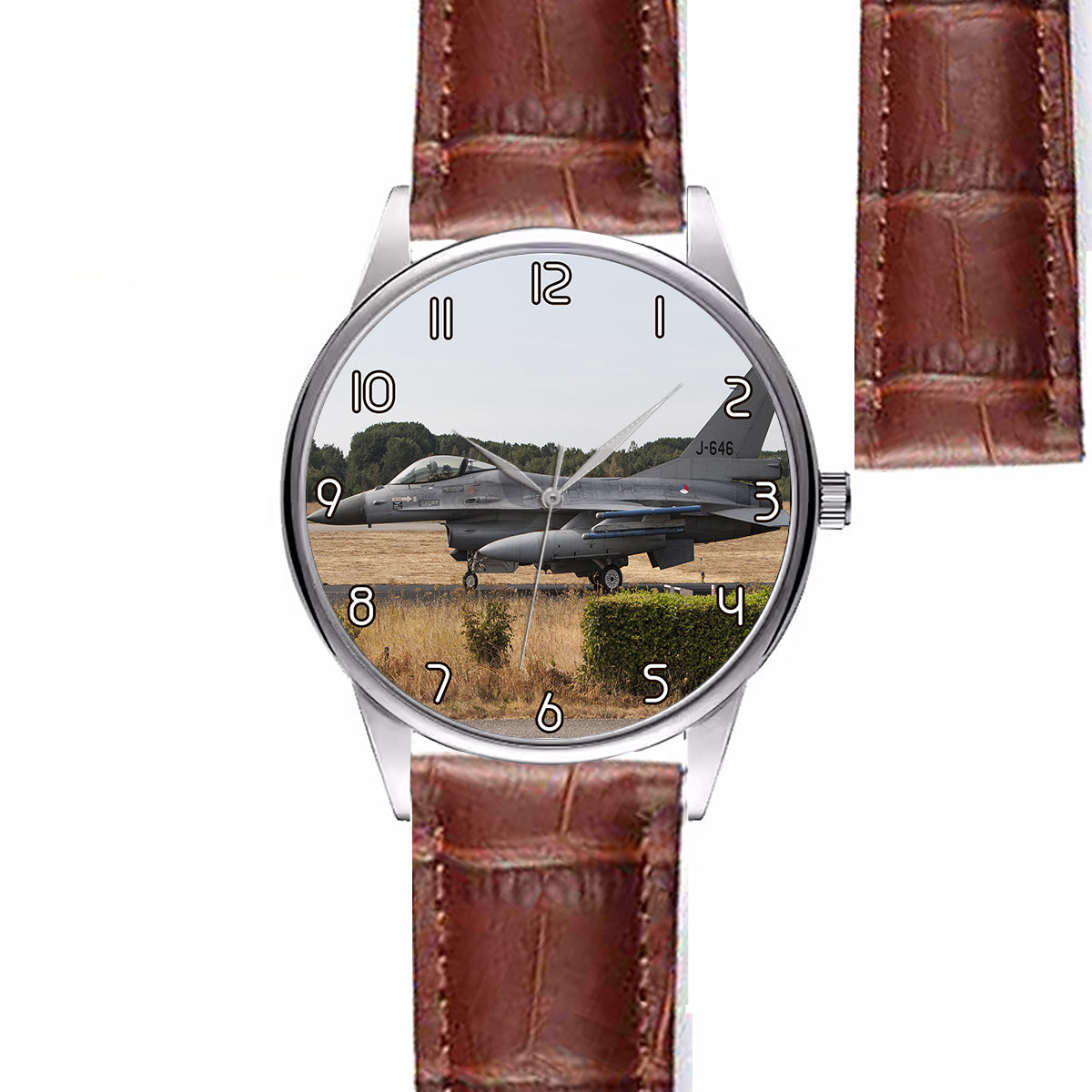 Fighter Jet 16 From Side Designed Fashion Leather Strap Watches