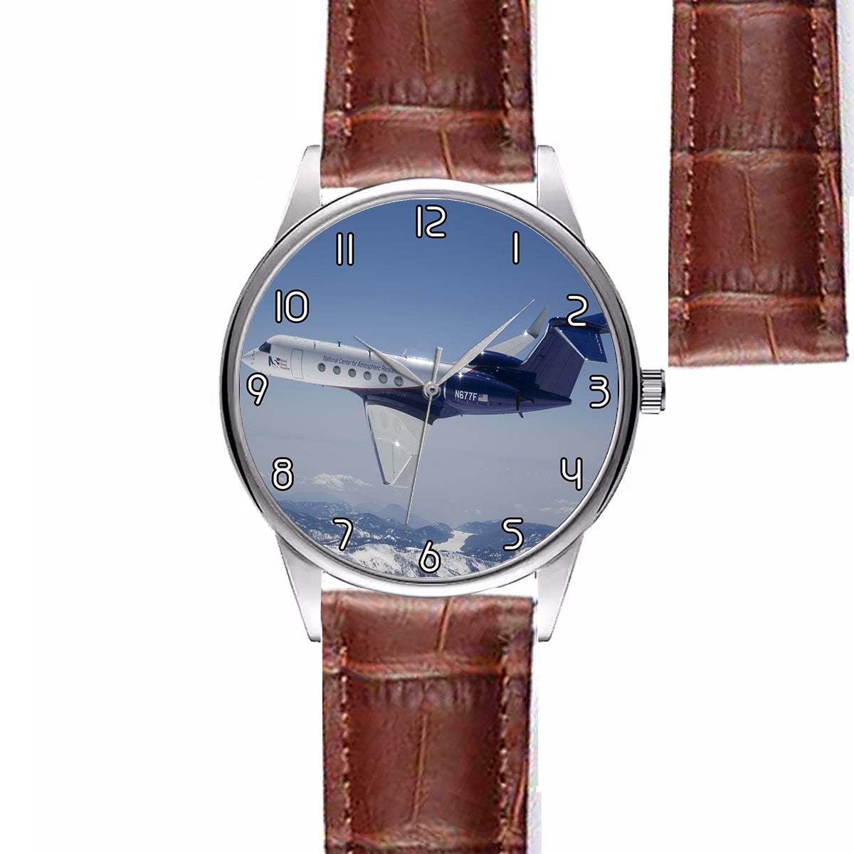 Cruising Gulfstream Jet Designed Fashion Leather Strap Watches