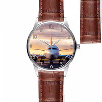 Thumbnail for Face to Face with Boeing 737-800 During Sunset Designed Fashion Leather Strap Watches