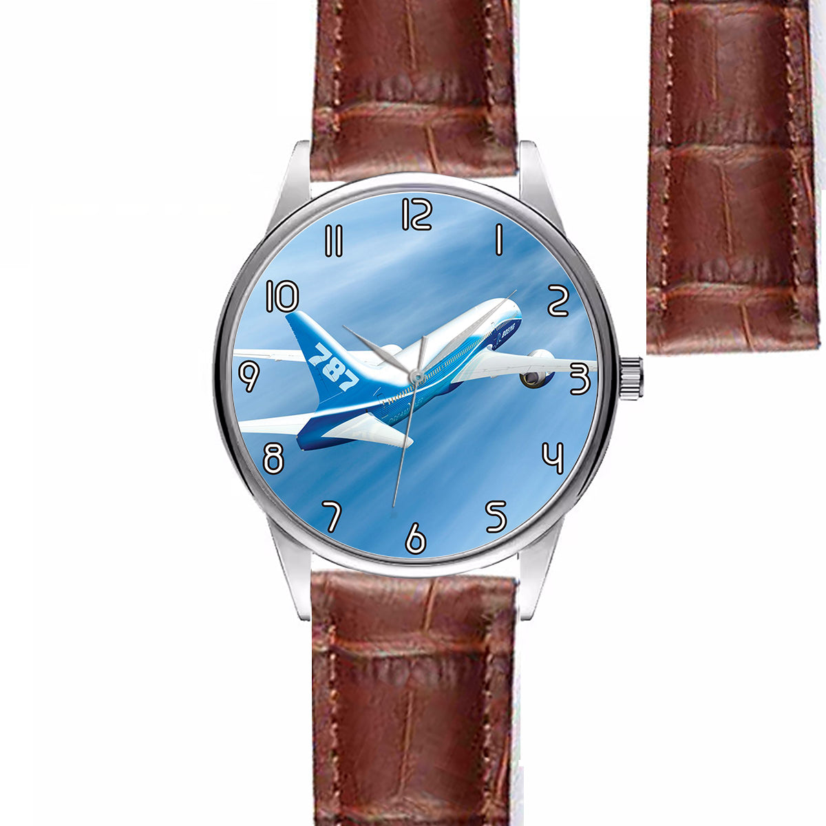 Beautiful Painting of Boeing 787 Dreamliner Designed Fashion Leather Strap Watches