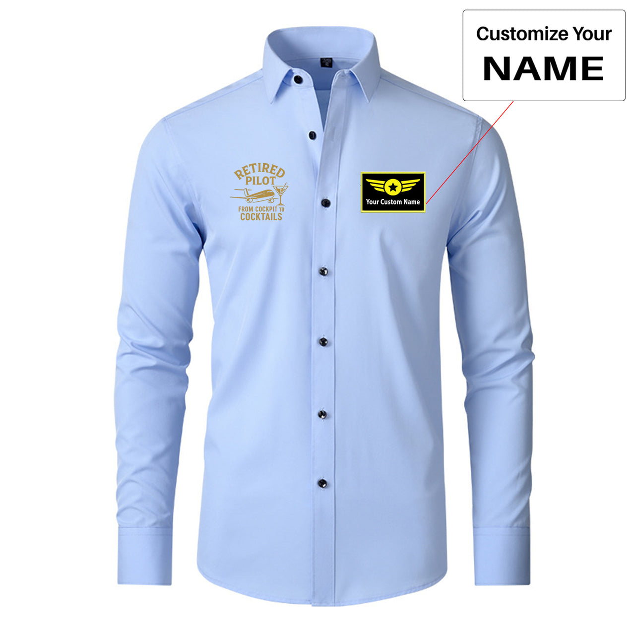 Retired Pilot & Coctails Designed Long Sleeve Shirts