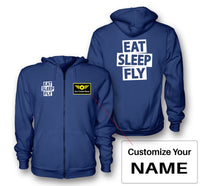 Thumbnail for Eat Sleep Fly Designed Zipped Hoodies