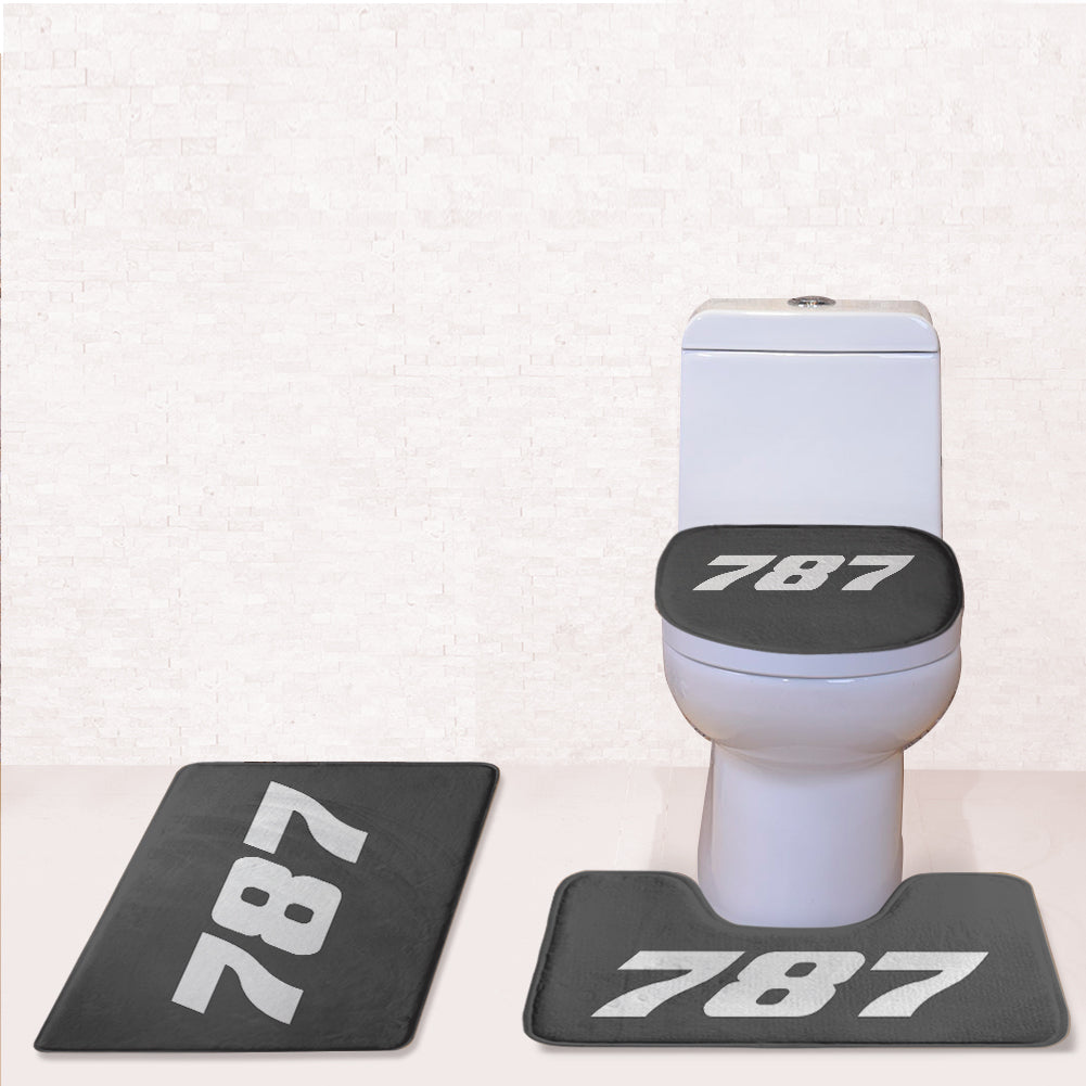 787 Flat Text Designed Toilet Seat Cover Three-piece Set