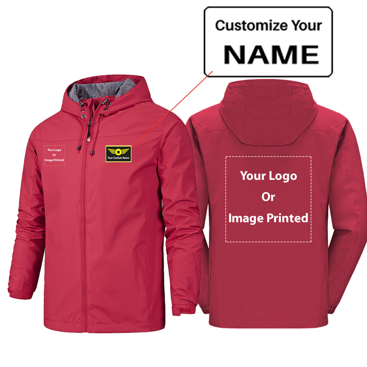 Copy of Custom Name & 2 LOGOS Rain Jackets & Windbreakers
