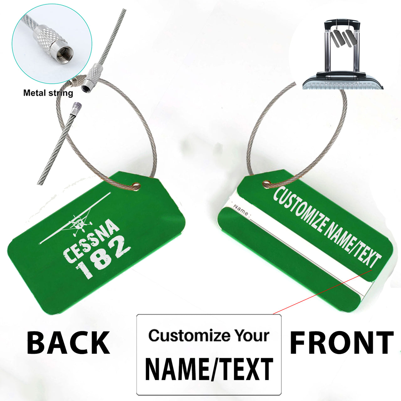 Cessna 182 & Plane Designed Fashion Metal Luggage Tags