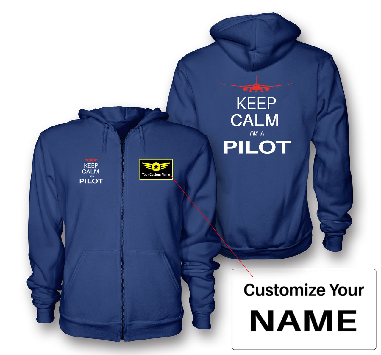 Pilot (777 Silhouette) Designed Zipped Hoodies