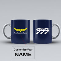 Thumbnail for Boeing 777 & Text Designed Ceramic White Mugs