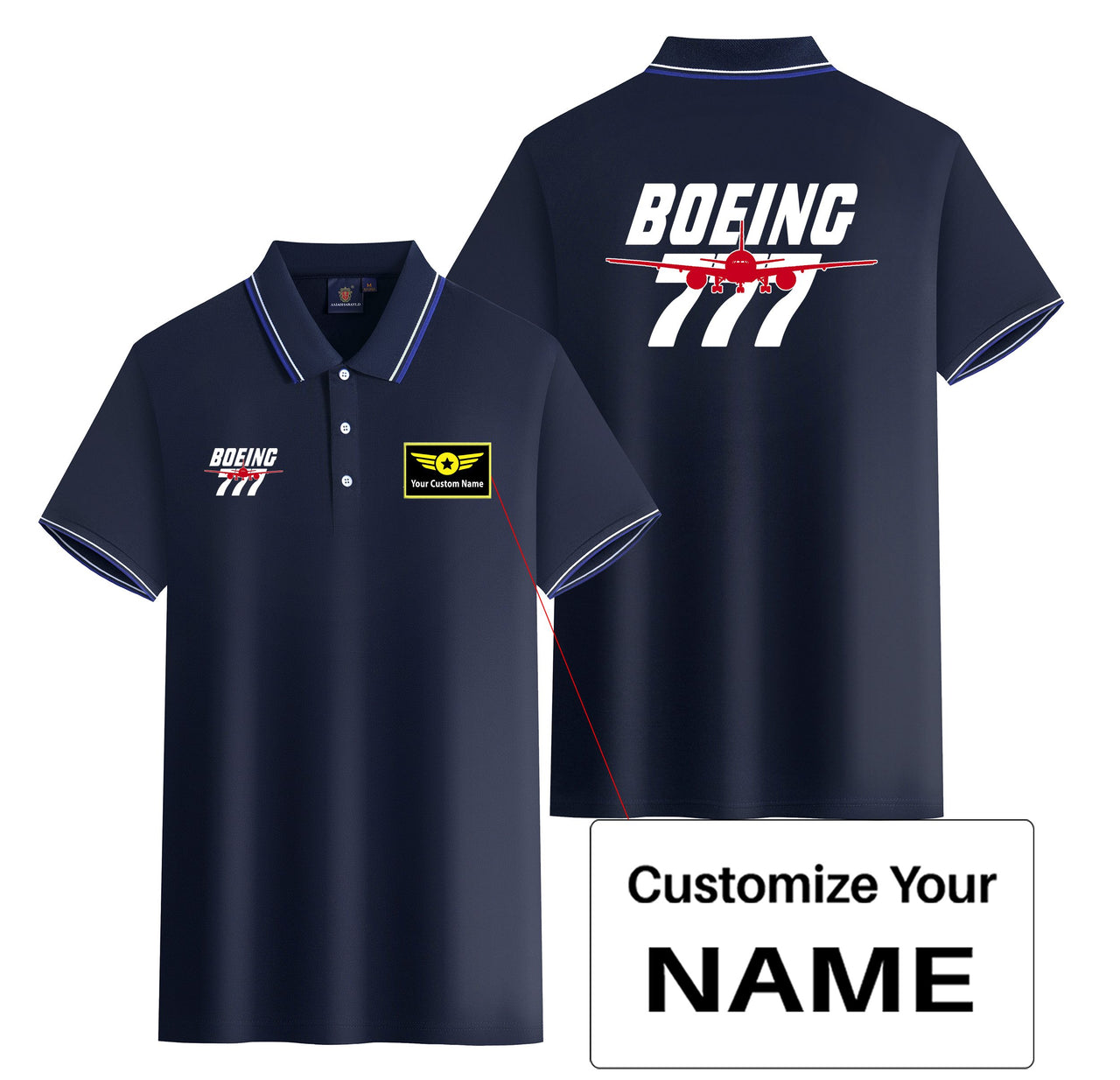 Amazing Boeing 777 Designed Stylish Polo T-Shirts (Double-Side)