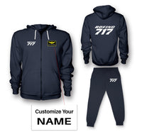 Thumbnail for Boeing 717 & Text Designed Zipped Hoodies & Sweatpants Set