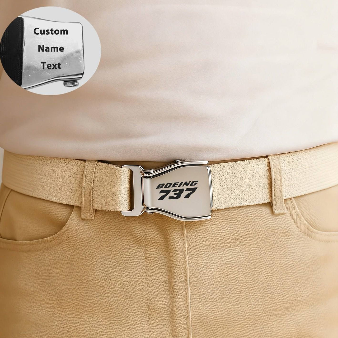 Boeing 737 & Text Designed Fashion Airplane Seat Belts