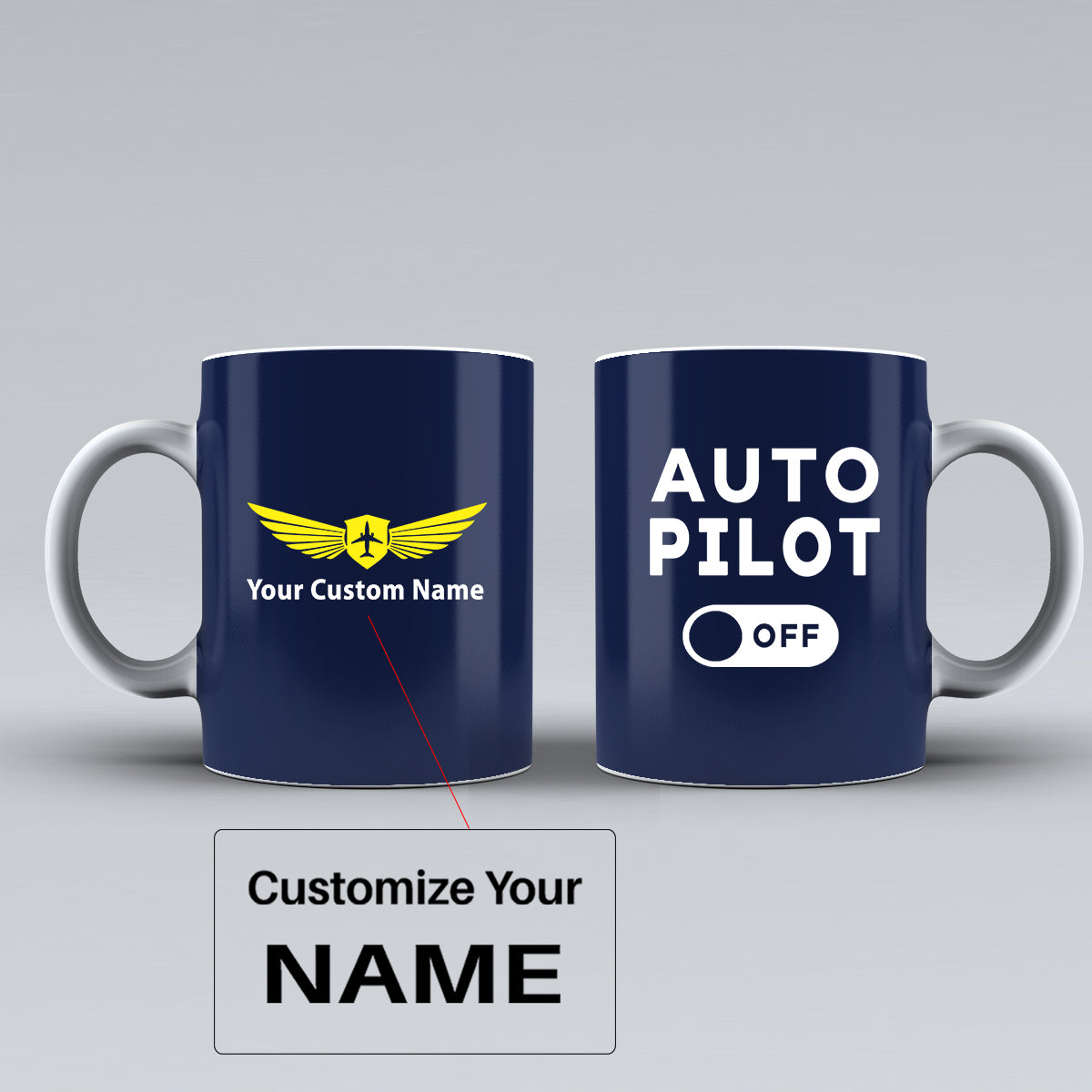 Auto Pilot Off Designed Ceramic White Mugs