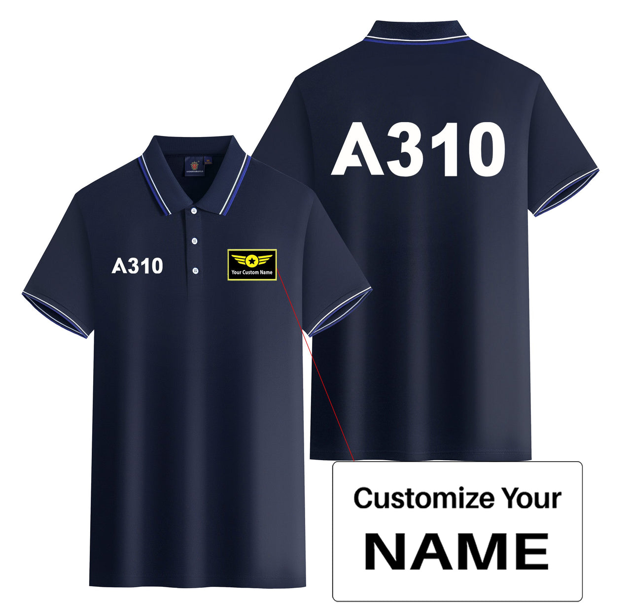 A310 Flat Text Designed Stylish Polo T-Shirts (Double-Side)