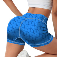 Thumbnail for Blue Seamless Airplanes Designed Women Yoga Shorts Pants