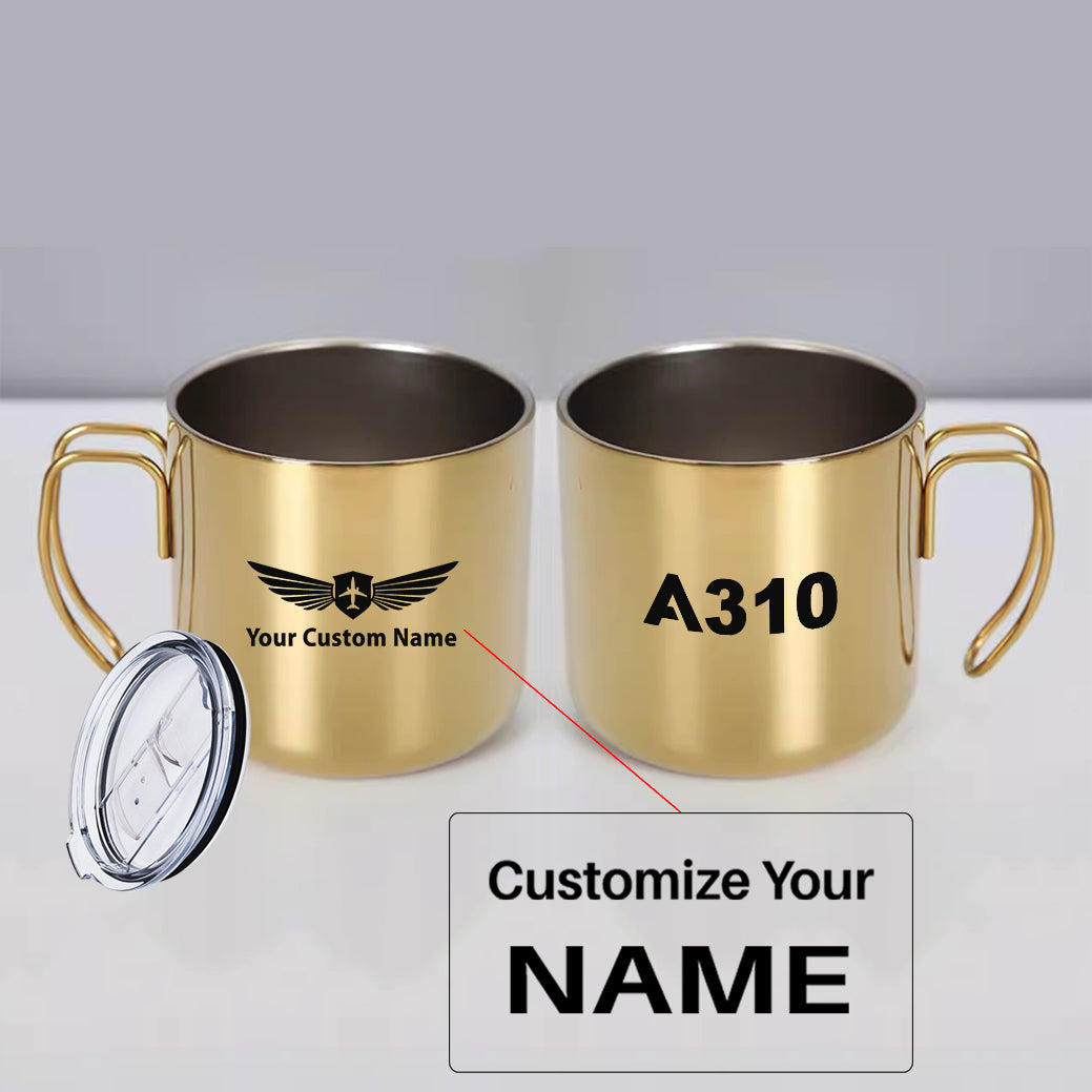 A310 Flat Text Designed Stainless Steel Portable Mugs