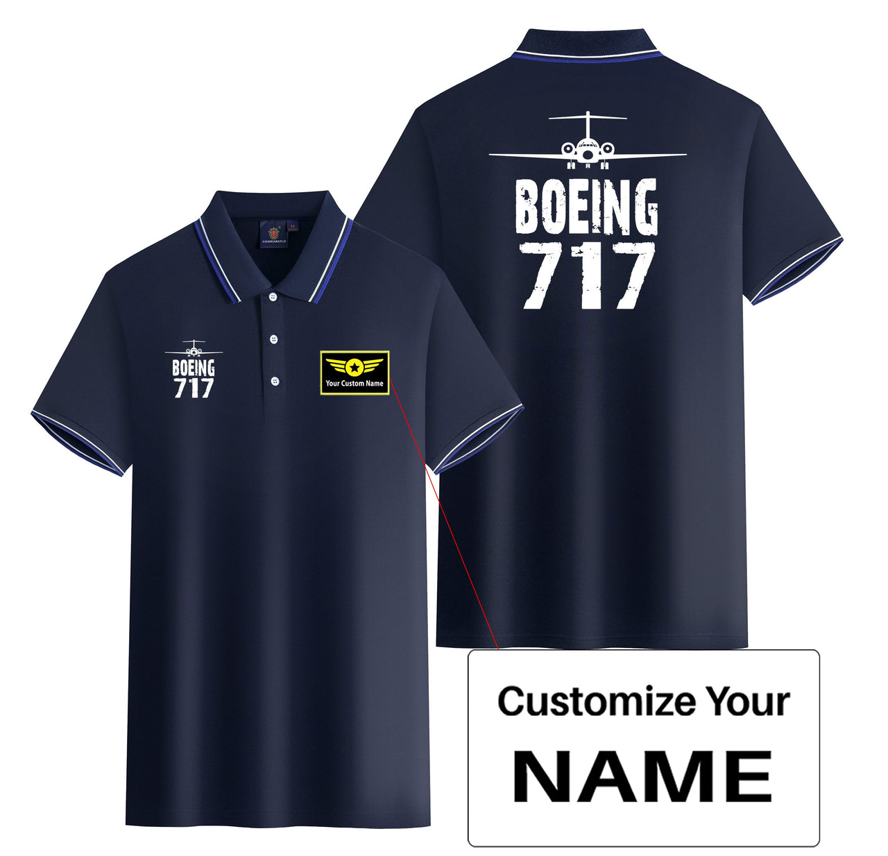 Boeing 717 & Plane Designed Stylish Polo T-Shirts (Double-Side)