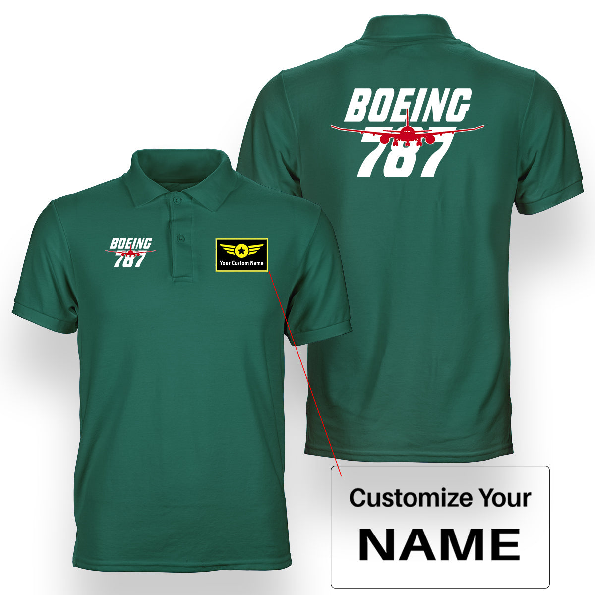 Amazing Boeing 787 Designed Double Side Polo T-Shirts