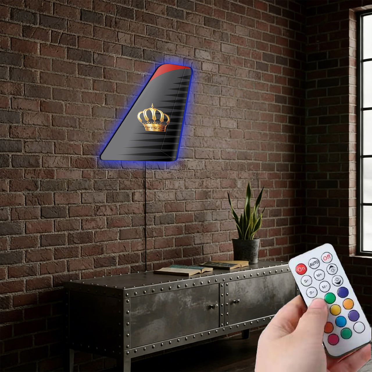 Royal Jordanian Designed Metal Wall LED Aircraft Tail