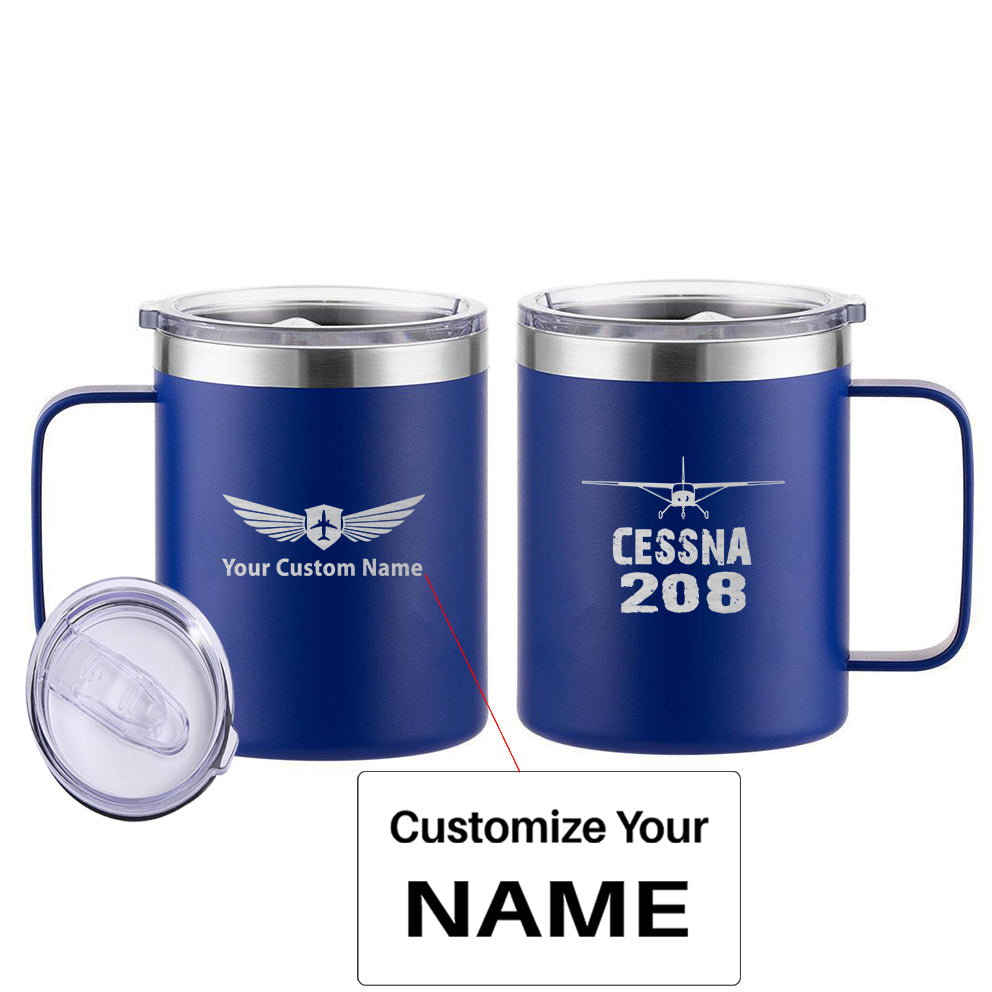 Cessna 208 & Plane Designed Stainless Steel Laser Engraved Mugs