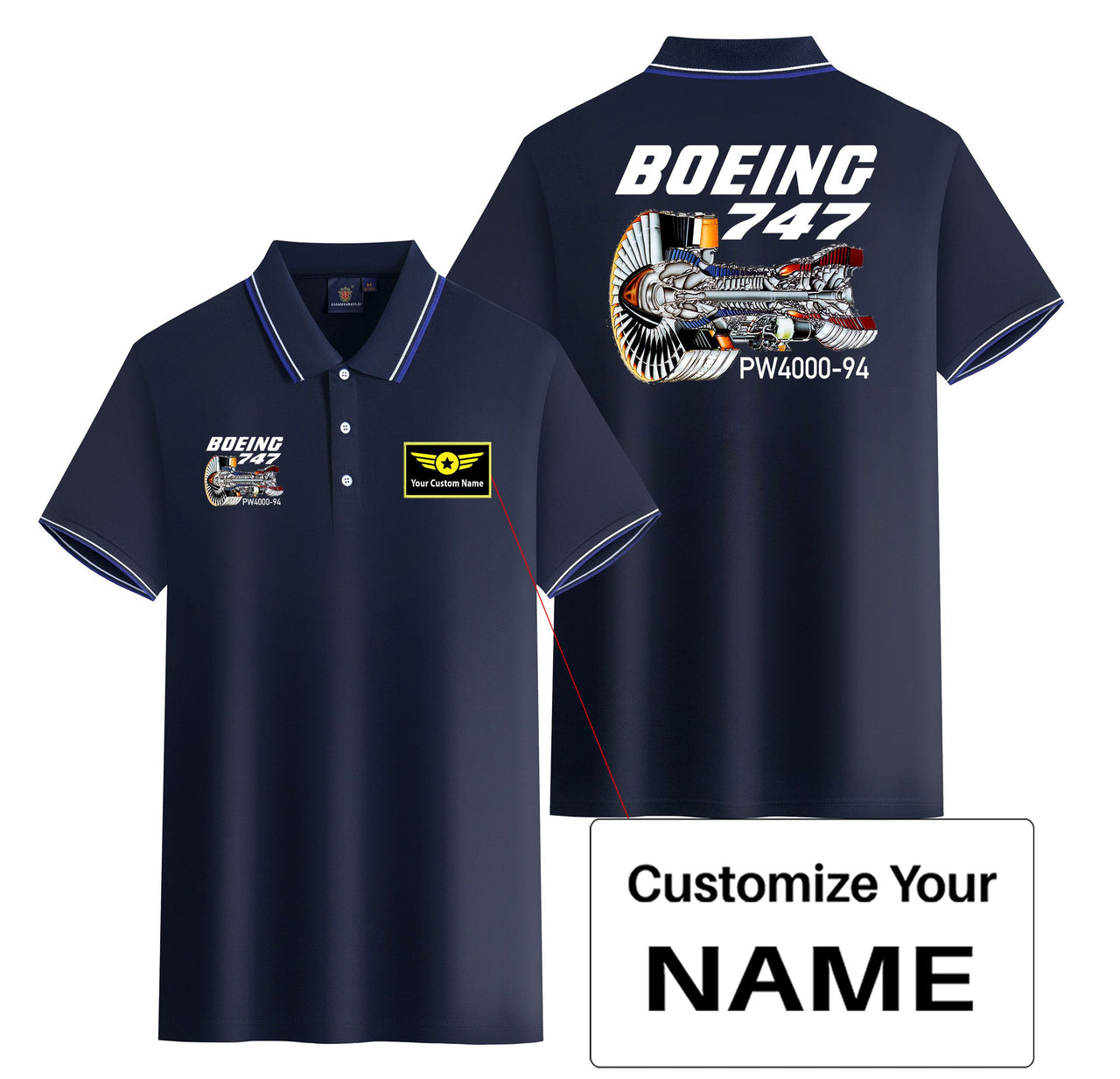Boeing 747 & PW4000-94 Engine Designed Stylish Polo T-Shirts (Double-Side)